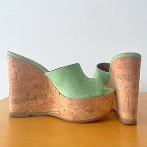 Naná Suede Cork Wedge Mules